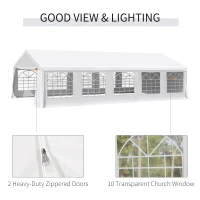 Outsunny 32" x 20" Outdoor Heavy Duty Carport Canopy Gazebo Wedding Party Tent Garage - White(m-5)