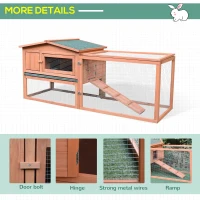 PawHut 62" Wooden Outdoor Rabbit Hutch with Detachable Run and Elevated Main House(m-6)