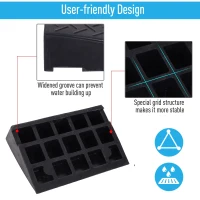 HOMCOM Set of Two Outdoor Portable Car Vehicle Rubber Curb Ramps 2PC Heavy Duty Threshold Ramp Kit Set for Driveway Loading Dock Sidewalk Car Truck Scooter Bike Motorcycle Wheelchair Mobility 19" L x 12.5" W x 5" H(m-8)