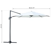 Outsunny 10' Hanging Tilt Offset Cantilever Patio Umbrella with 6-Level Adjustable Angle, Base Stand, UV Fighting Canopy, & 360° Rotation, Cream White(m-7)