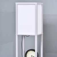 HOMCOM 3-Tier Floor Lamp, Standing Reading Light with Storage Shelves for Living Room, Bedroom, or Dining Room, Grey(m-12)