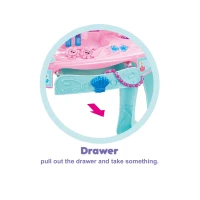 Qaba Kids Fashion Pretend Play Set Princess Vanity Table with Lights, Sounds and Accessories - Light Blue / Pink(m-6)