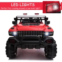Aosom 12V Ride On Car 2- Seat SUV Truck w/ Remote Control & 3 Speeds & LED Light Bar and Audio Input - Red(m-6)