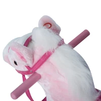Qaba Plush Rocking Horse Soft Battery Operated Kids Toy Bouncing Rocker Ride-On Pony Walker - Pink(m-10)