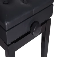HomCom Traditional Faux Leather Height Adjustable Single Person Storage Piano Bench - Black(m-10)
