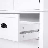 HOMCOM 72" H Traditional Colonial Freestanding Wood Kitchen Pantry with 1 Center Drawer and 2 Cabinets - White(m-14)