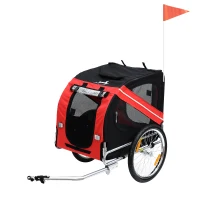 Open Box Aosom Elite Pet Dog Bike Trailer and Stroller with Type 'A' Hitch and Leash Hook - Red / Black(m-9)
