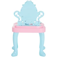 Qaba Kids Fashion Pretend Play Set Princess Vanity Table with Lights, Sounds and Accessories - Light Blue / Pink(m-9)