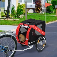 Open Box Aosom Elite Pet Dog Bike Trailer and Stroller with Type 'A' Hitch and Leash Hook - Red / Black(m-2)