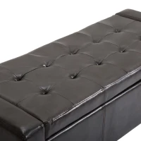 HomCom Unique Large 51" Tufted Faux Leather Storage Bench Ottoman Couch - Dark Brown(m-8)