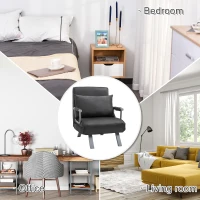 HomCom Single Size Convertible Sleeper Bed Lounger Chair PU Suede Microfiber Slip Cover - Gray(m-7)