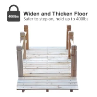 Outsunny 5' Wooden Rustic Decorative Garden Bridge with Railings - Natural Wood(m-4)