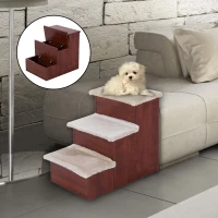 PawHut 3 Step Portable Pet Stairs Ramp Easy Climb Step with Storage Compartments(m-2)