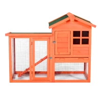 Pawhut 48" Wooden Rabbit Hutch w/ Ladder and Outdoor Run(m-2)