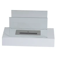 HomCom 14" Modern Free Standing Bio Ethanol Indoor Tabletop Fireplace – White(m-2)