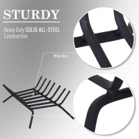 Outsunny Firewood Log Grate for Indoor Wood Burning Fireplace  Steel  7-Bar  21" L(m-6)