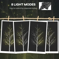 Outsunny 6' Lighted Birch Tree Set of 2, 88 Warm LED Lights, 8 Modes, Bendable Fairy Light Branches, Indoor Outdoor Home Decorations for Wedding, Christmas, Party(m-5)
