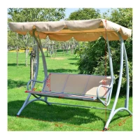 Outsunny Covered Outdoor Patio Swing Bench with Frame, Sand(m-3)