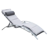 Outsunny Aluminum Outdoor Patio Chaise Lounge Chair with Cushion - Light Grey(m-1)
