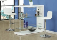 Monarch 2 Piece Contemporary PU Leather Low-Back Stitched Seat Chrome Base Hydraulic Lift Swivel Barstool Chair Set - White Finish(m-2)