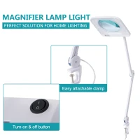 HomCom 3 Diopter 9W LED Illuminated Adjustable Magnifying Clamp On Desk Lamp - White(m-8)