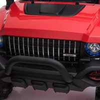 Aosom 12V Ride On Car 2- Seat SUV Truck w/ Remote Control & 3 Speeds & LED Light Bar and Audio Input - Red(m-10)