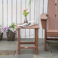 Outsunny Patio Side Table, 15" Square Outdoor End Table, HDPE Plastic Tea Table for Adirondack Chair, Backyard or Lawn, Brown(m-7)