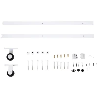 HomCom New 6FT Modern Antique Style Sliding Barn Wood Door Hardware Closet Set Kit - White(m-3)