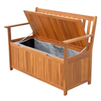 Outsunny 47" 2-Persom Wooden Outdoor Storage Bench with Removable Waterproof Lining(m-7)