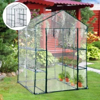 Outsunny 5' x 5' x 6' 3-Tier 8 Shelf Outdoor Portable Hobby Greenhouse Walk-In Garden Greenhouse Kit with Cover(m-2)