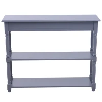 HomCom 40"W Modern Country Pine 3 Tier Wooden Entryway Console Table - Grey(m-6)
