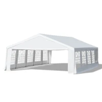 Outsunny 32" x 20" Outdoor Heavy Duty Carport Canopy Gazebo Wedding Party Tent Garage - White(m-9)