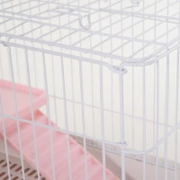 PawHut 32" Indoor Rabbit Enclosure Small Animal House Habitat with Wheels - Pink(m-9)