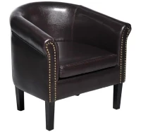 HomCom Faux Leather Traditional Club Armchair Smoking Chair - Dark Brown(m-5)