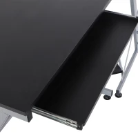 HOMCOM 67” Wood Steel Metal L Shaped Corner Computer Desk - Black(m-7)