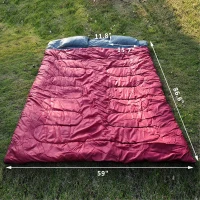Outsunny 86" x 59" Camping Two-Person Double Wide Sleeping Bag With Pillows - Red / Gray(m-3)