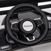 Aosom 12V Ride On Car 2- Seat Police Truck w/ Remote Control & 3 Speeds & LED Light Bar and Audio Input - White(m-14)