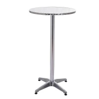 HomCom 24" Round Adjustable Stainless Steel Top Aluminum Standing Bistro Bar Table(m-7)