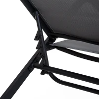 Outsunny Steel Mesh Adjustable Portable Folding Outdoor Chaise Lounge Chair - Grey(m-8)