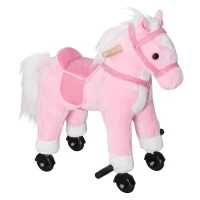 Qaba Kids Plush Toy Ride on Walking Horse - Pink(m-8)