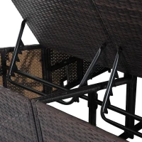 Outsunny Outdoor Patio PE Rattan Reclining Wicker Daybed Lounge with Pull Out Drink Trays - Black/White(m-7)