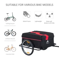 Aosom Steel Frame Bicycle Bike Cargo Trailer Luggage Cart Carrier For Shopping - Red(m-4)
