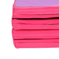 Soozier 8' x 4' x 2" PU Leather Folding Gymnastics / Martial Arts Tumbling Mat - Pink / Purple(m-6)