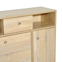 HomCom Wooden Multi Cabinet Flip Down Shoe Shelf Drawer Organizer - White Oak(m-4)