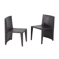 Outsunny 3 Piece Outdoor Patio Rattan Wicker Table and Chair Nesting Furniture Set(m-8)