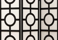 Monarch 3-Panel Circle Design Folding Privacy Screen Room Divider - Black Wood Frame(m-3)