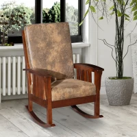 HOMCOM Faux Suede Rubberwood Indoor Porch Rocking Chair(m-2)