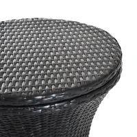 Outsunny Outdoor Patio Rattan Wicker Side Table Ice Bucket Cooler(m-8)