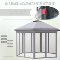 Outsunny Pop Up Gazebo Tent Height Adjustable Canopy w/ Solar LED Light and Mesh Netting, Grey(m-6)