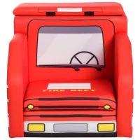 Qaba Kid's Sofa Chair Fire Truck Shape Storage Box 17" Multi Spandex Storage Sofa Chair - Fire Engine(m-7)